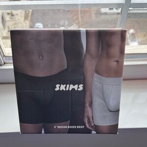 SKIMS Men's Boxer Briefs - Black and Gray Duo